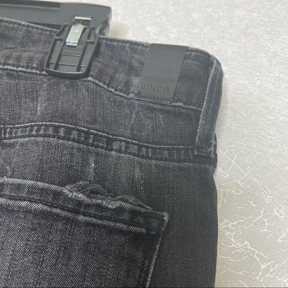 vince Destructed Veined Black Distressed Skinny Jeans 27 - Picture 3 of 6